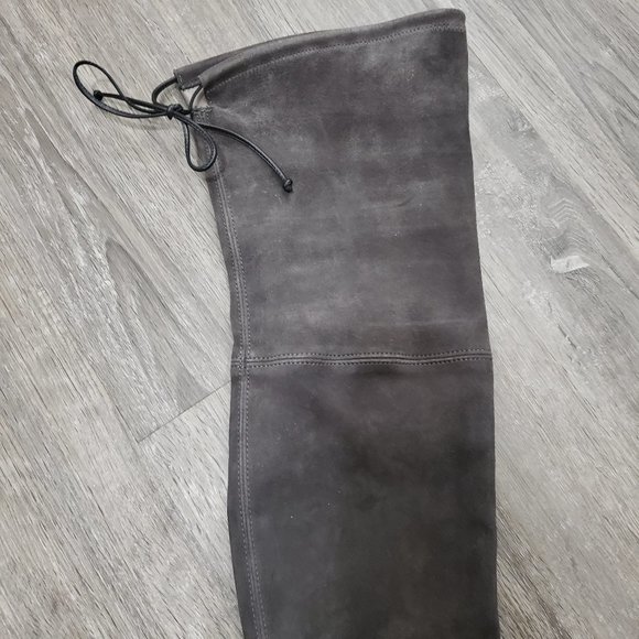 Stuart Weitzman Lowland Leather Over The Knee Boots Sz 8 Grey - Picture 4 of 11